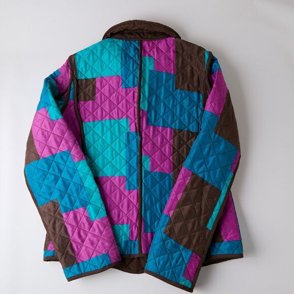 Silkland Women’s M Reversible Quilted Jacket Multicolor Brown Silk Patchwork - Picture 13 of 15